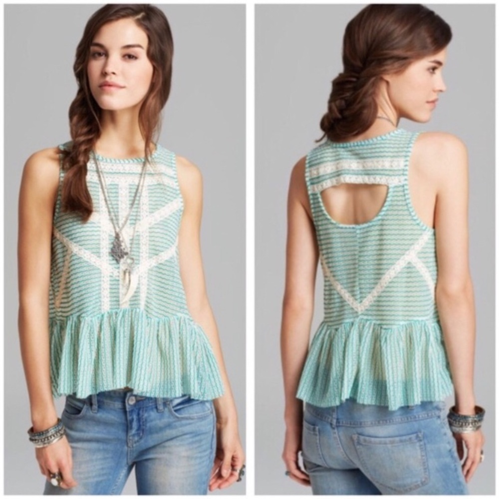 Free People Striped Tank Top - Blue and White